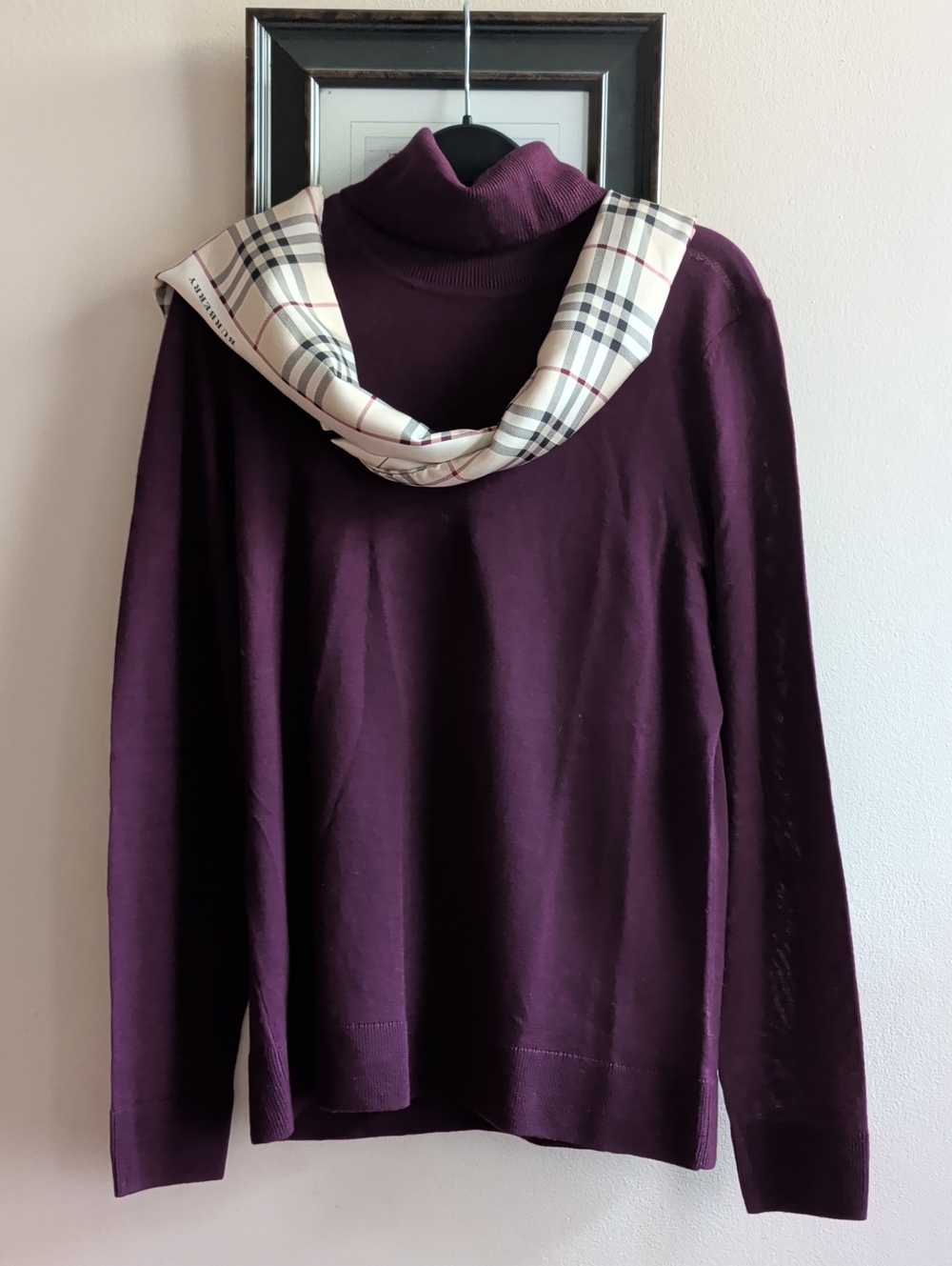 Lord & Taylor 100% Extra Fine Merino Wool Turtleneck Sweater - Plum